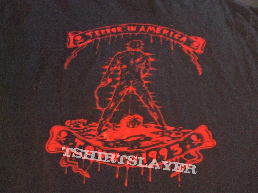 GG ALLIN AND THE MURDER JUNKIES &quot;Terror in America 1993&quot; 2004 reprint tour shirt