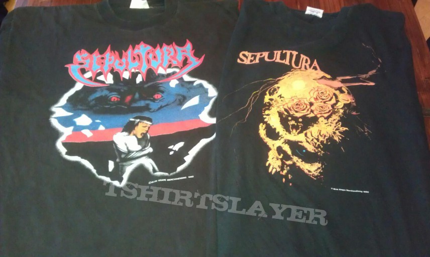 Sepultura tour shirts from 1991/92