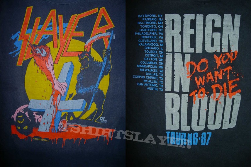 Slayer 1986 Reign In Blood Hand Cross Tour Shirt