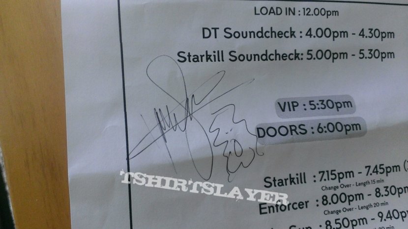 Dark Tranquillity 11/19/16 show schedule signed by Mikael Stanne