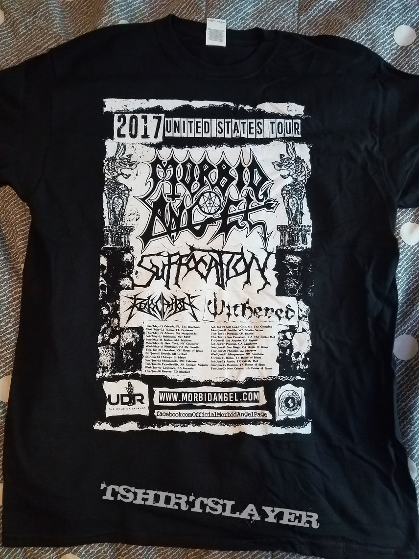 Morbid Angel, Suffocation, Revocation and Withered 2017 tour shirt