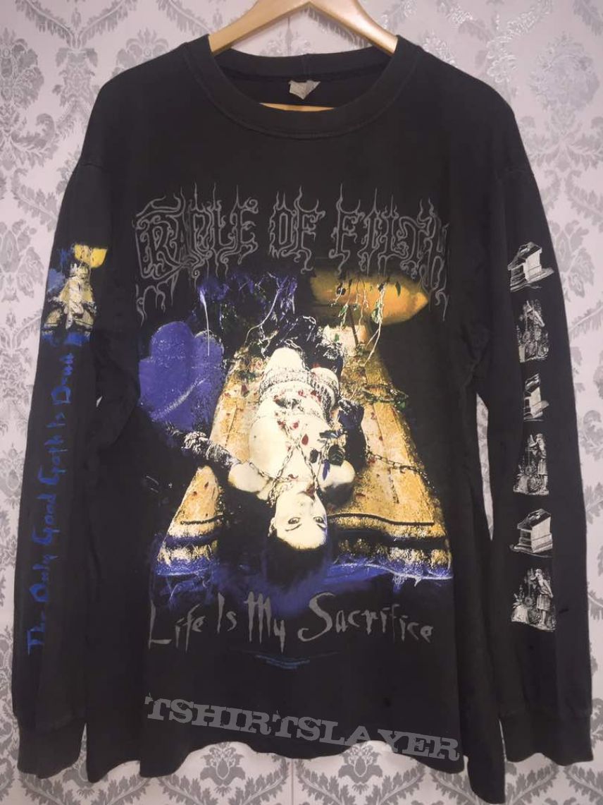 Vintage Rare!! Cradle Of Filth &#039;Life Is My Sacrifice&#039; 1998 Underlicense To Razamataz Size XXL On Tag