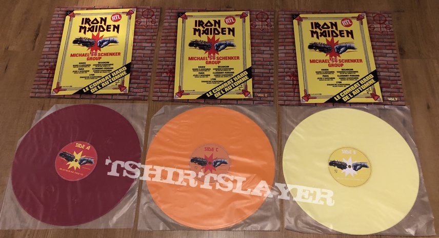 iron Maiden 3 lp boxset on coloured vinyl Over the Battlefield Brain Damage Tour 1983