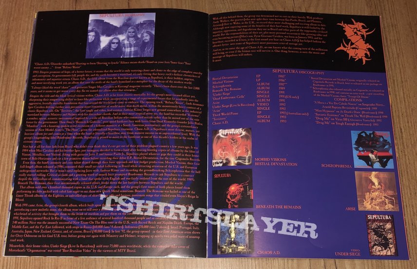 Sepultura Chaos worldwide 1993/1994 AD Program