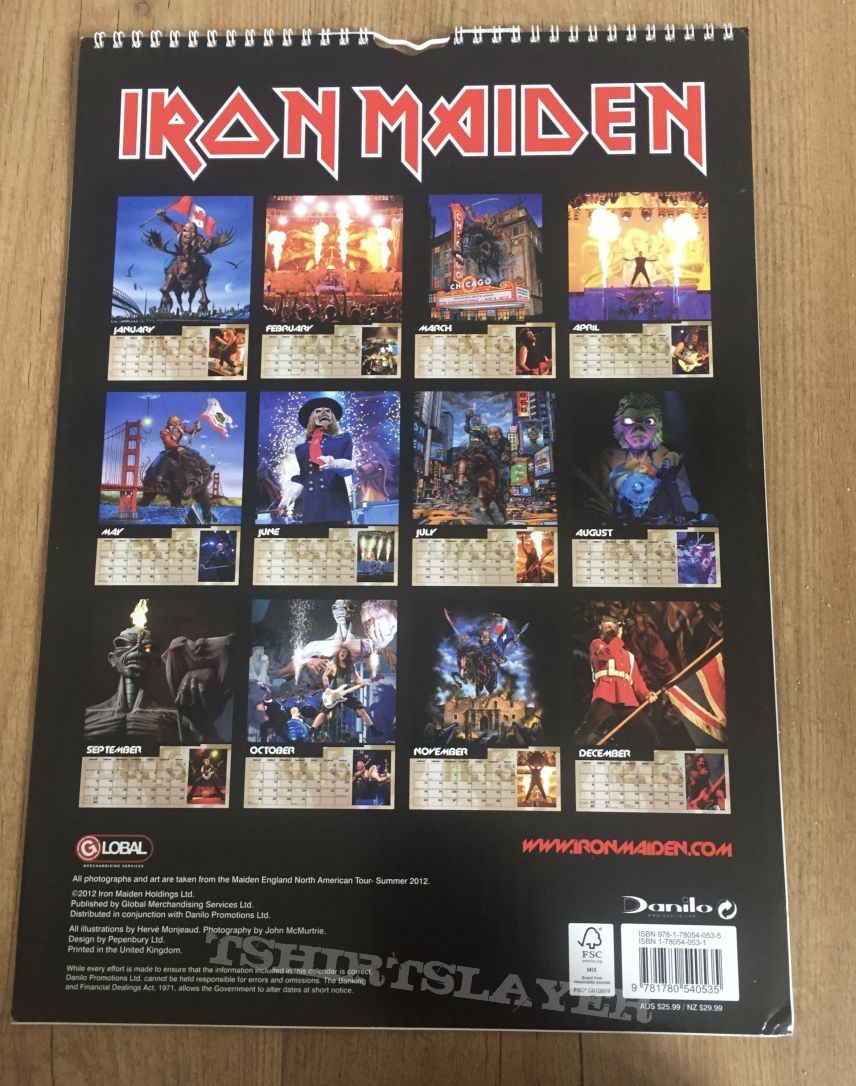 Iron Maiden 2013 calendar