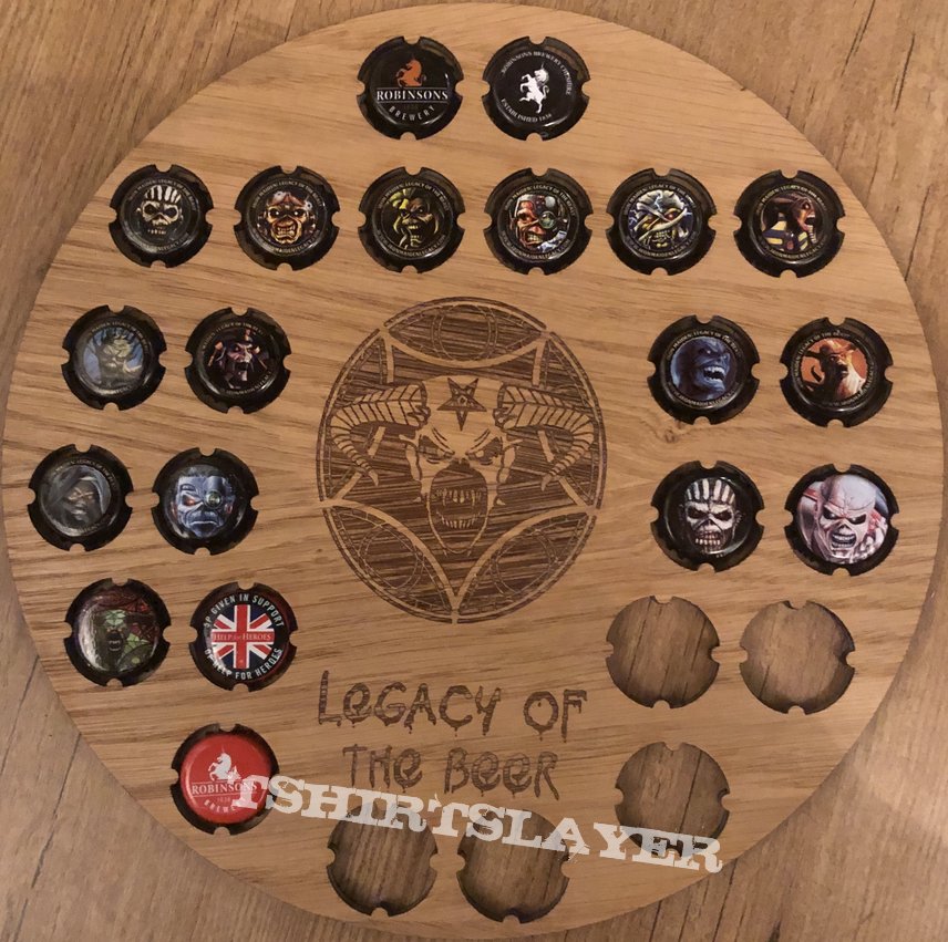 Iron Maiden Legacy of the beast beer caps in a awesome frame