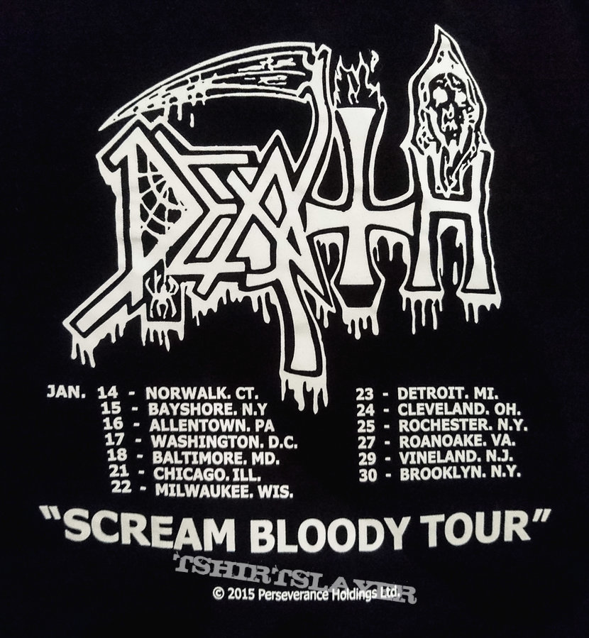 Death - Scream bloody tour reissue shirt, (©2015 Perseverance Holdings Ltd.)  