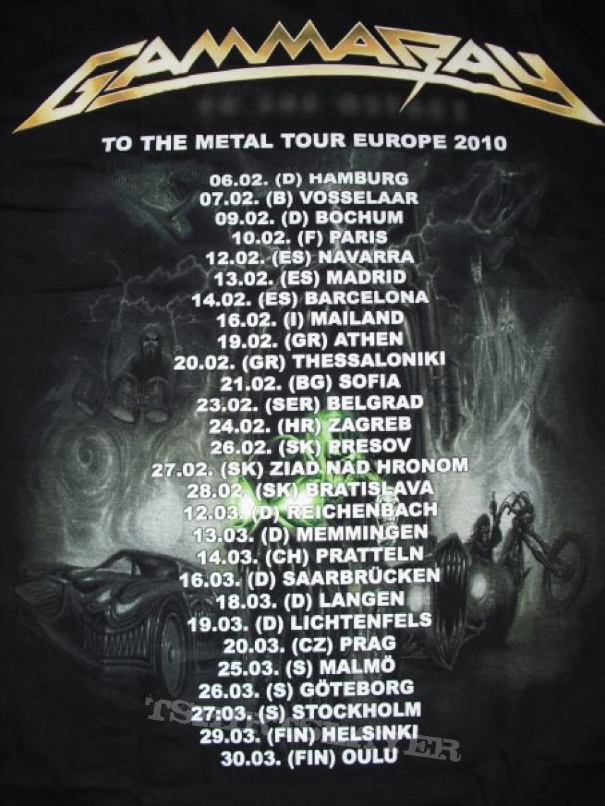 Gamma Ray To the Metal Europe dates 2010