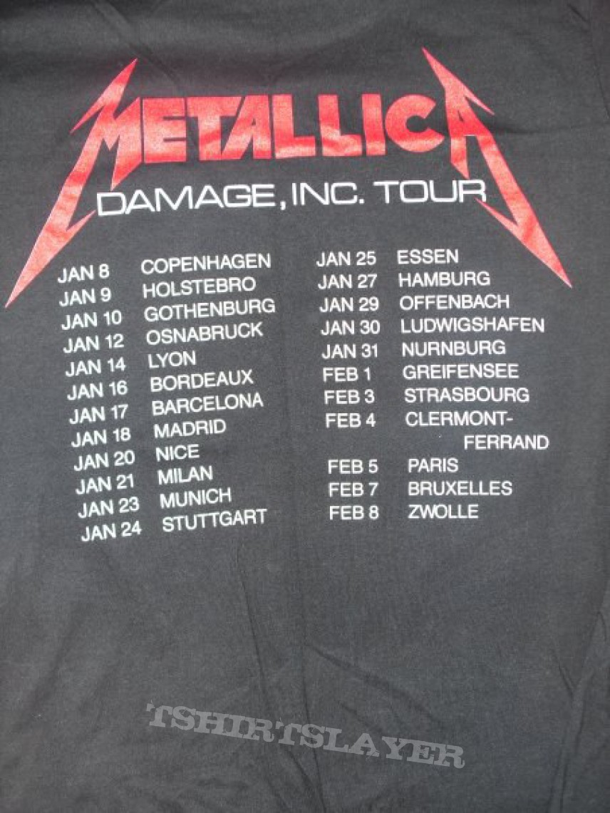 metallica 1986 tour dates