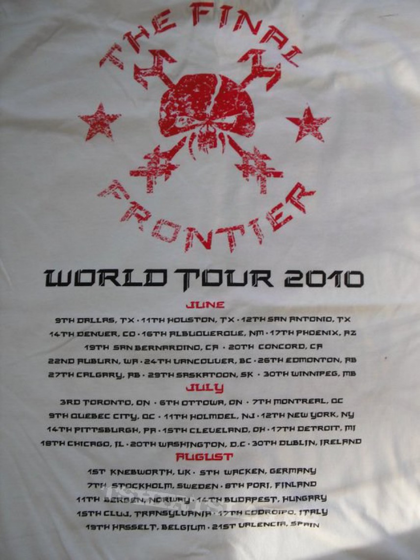 Iron Maiden El Dorado World Tour white shirt with dates