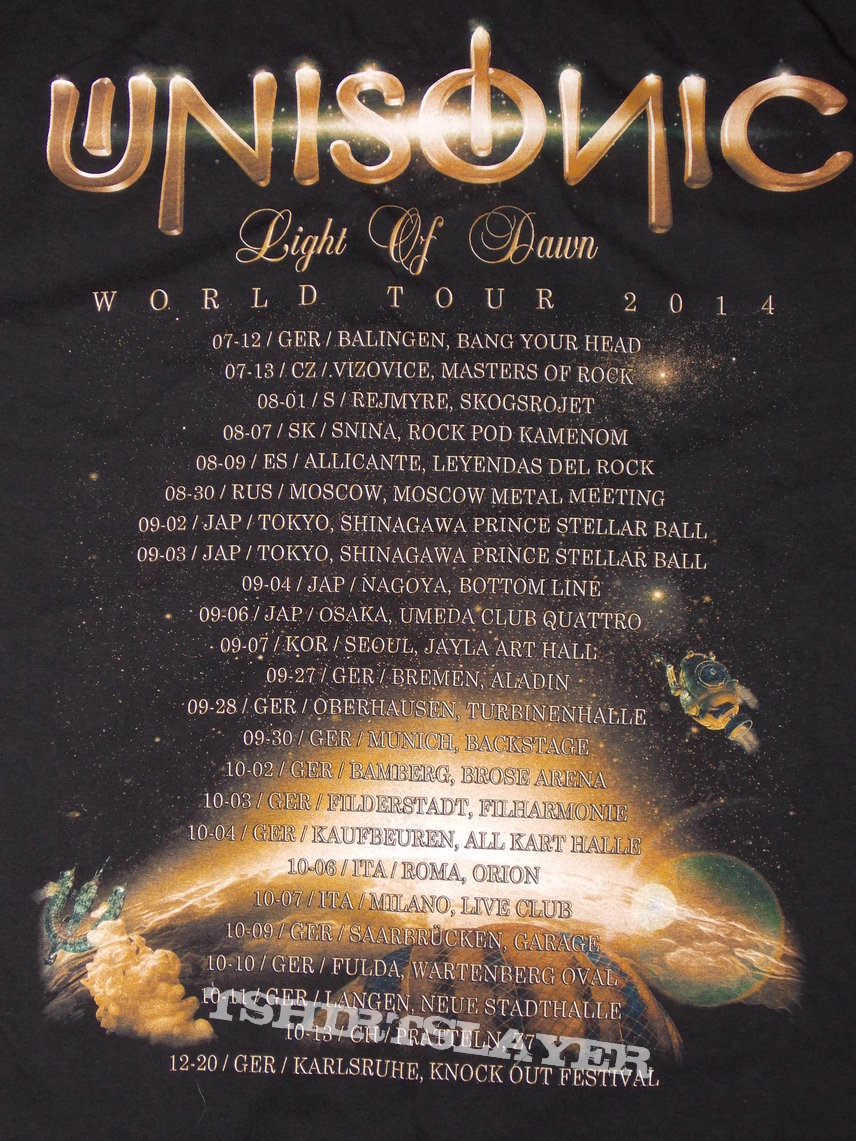 Unisonic Light of Dawn 2014 tour shirt