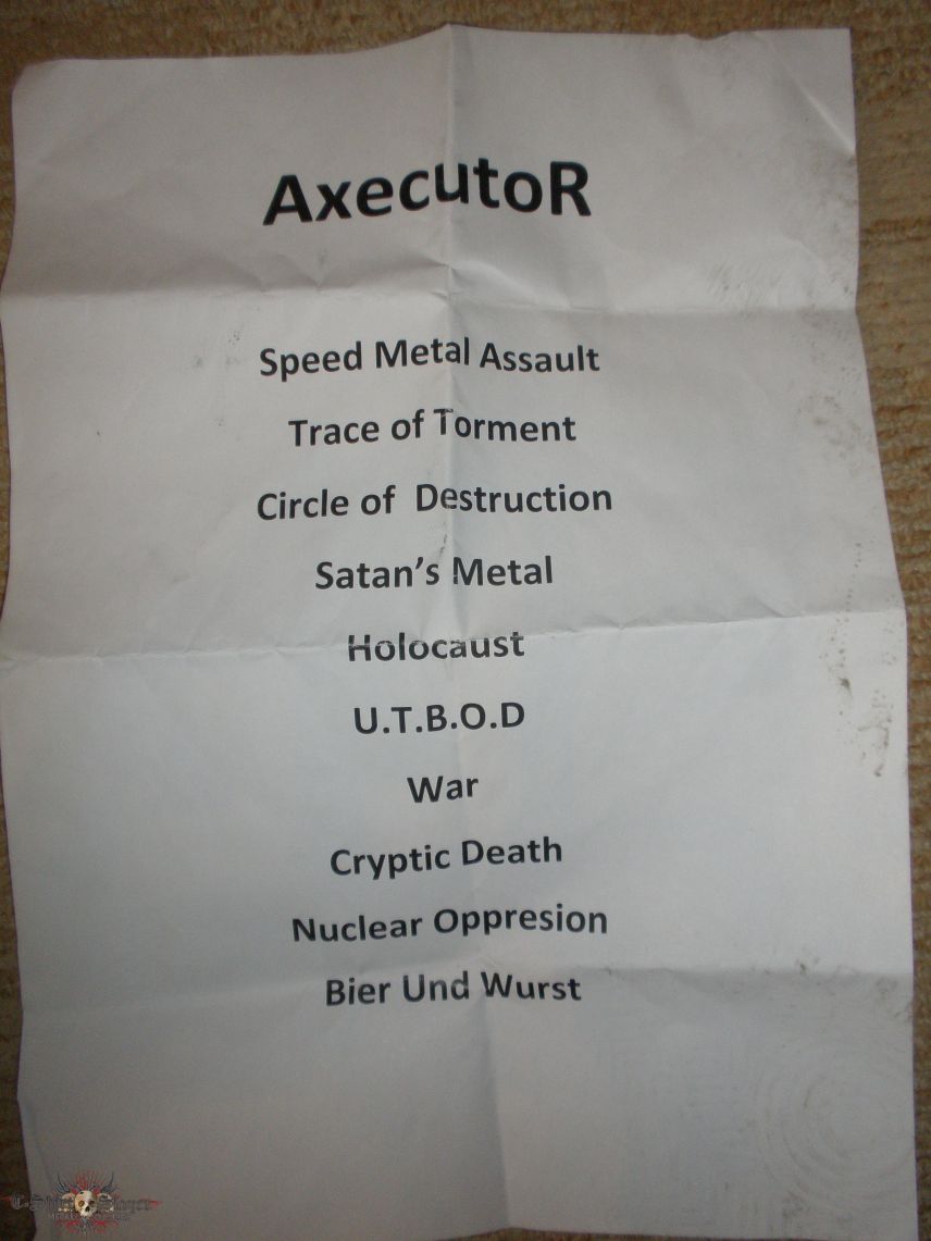 Axecutor setlist