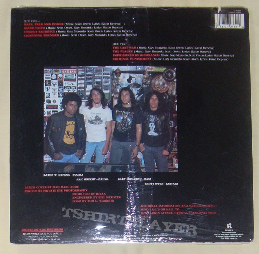 HIRAX Hate fear and power still sealed LP!
