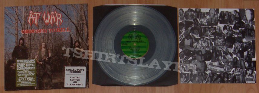 AT WAR - ordered to kill US press clear vinyl 1986