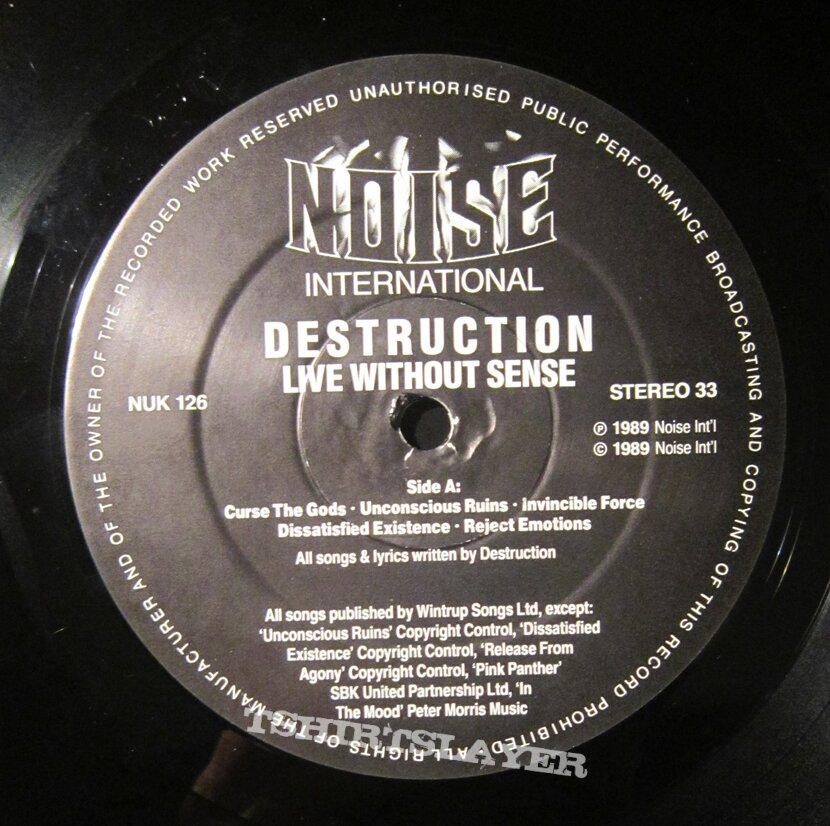 DESTRUCTION - Live without sense UK press LP 1989