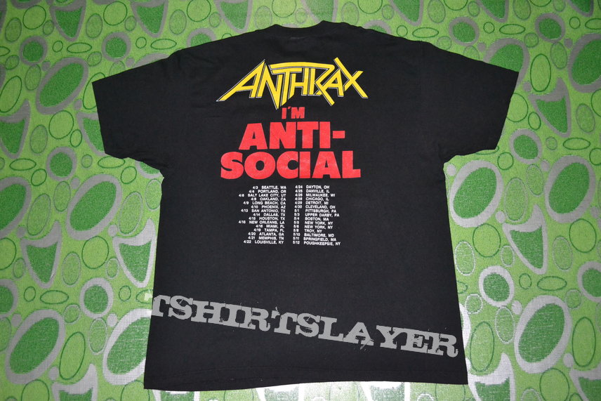 ANTHRAX Antisocial USA Tour 1988 T-shirt ANTHRAX Antisocial USA Tour 1988 T-shirt