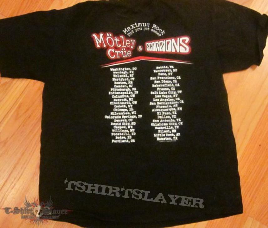 Mötley Crüe Motley Crue Scorpions 1999 Tour Shirt